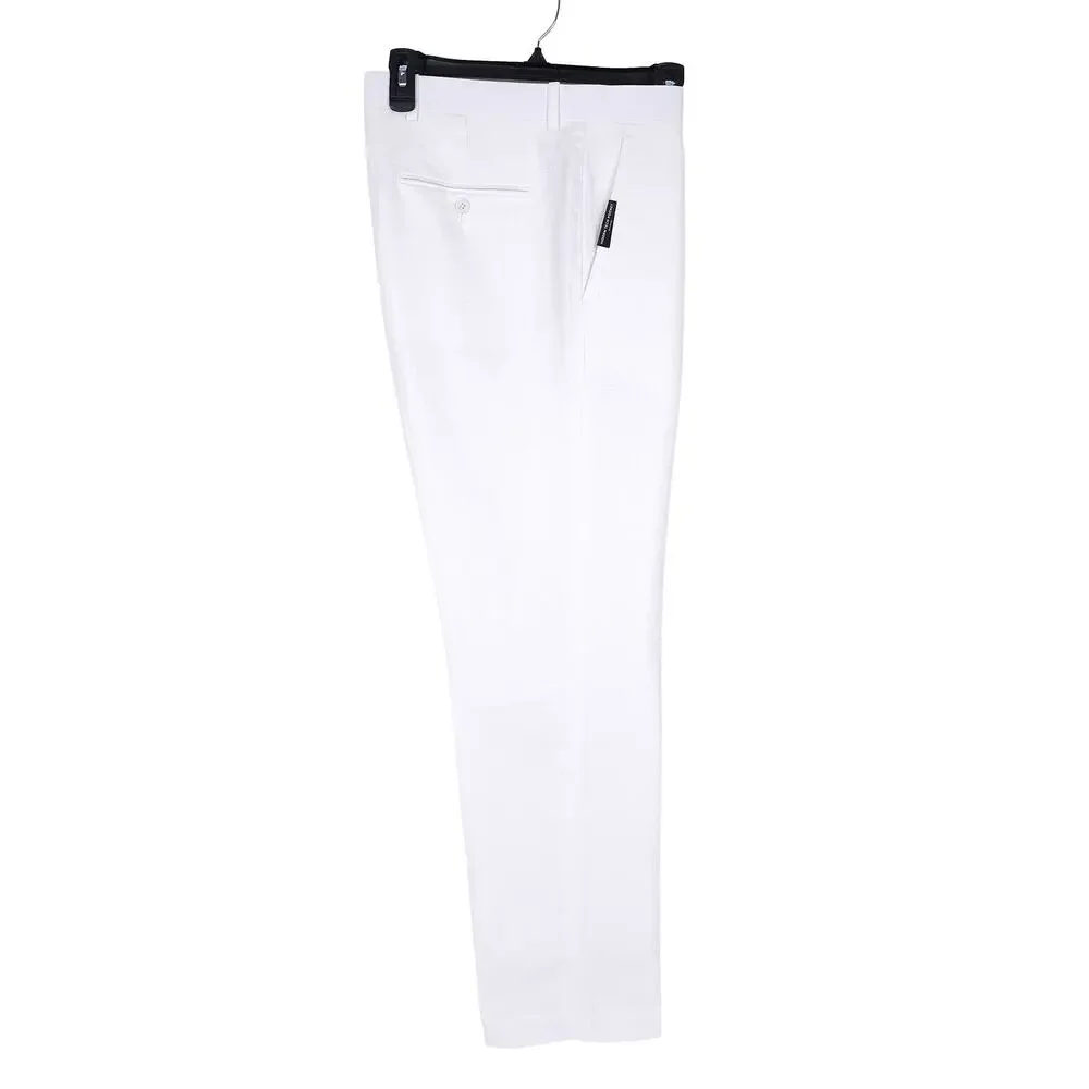 Perry Ellis Portfolio Mens Modern Fit Dress Pant 32x30 Bright White Linen Cotton